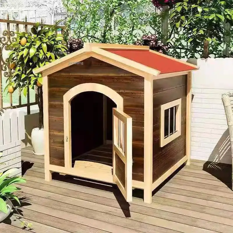 Solid Wood Dogs Houses Outdoor Rainproof Puppy Cage Four Seasons