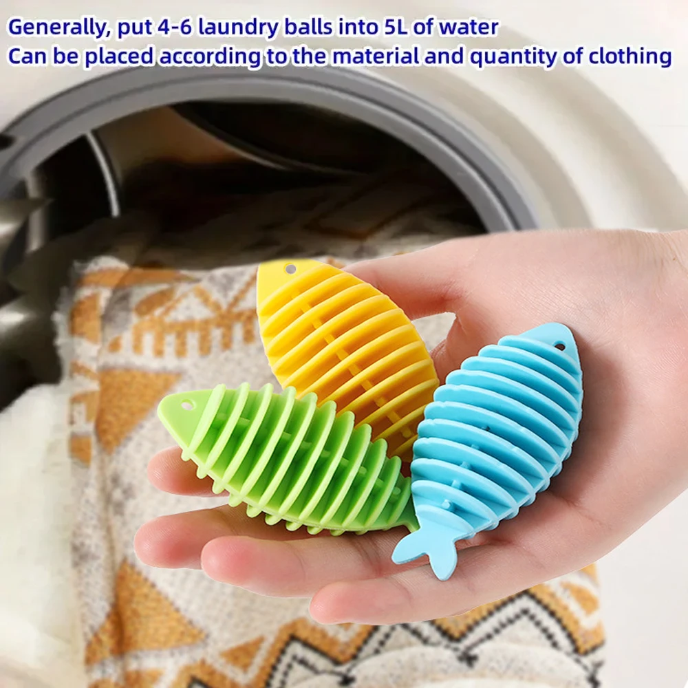 Laundry Ball Pet Hair Remover Laundry Hair Catcher House Laundry Ball Silicone Fish Cloth Hair Anti-tangle