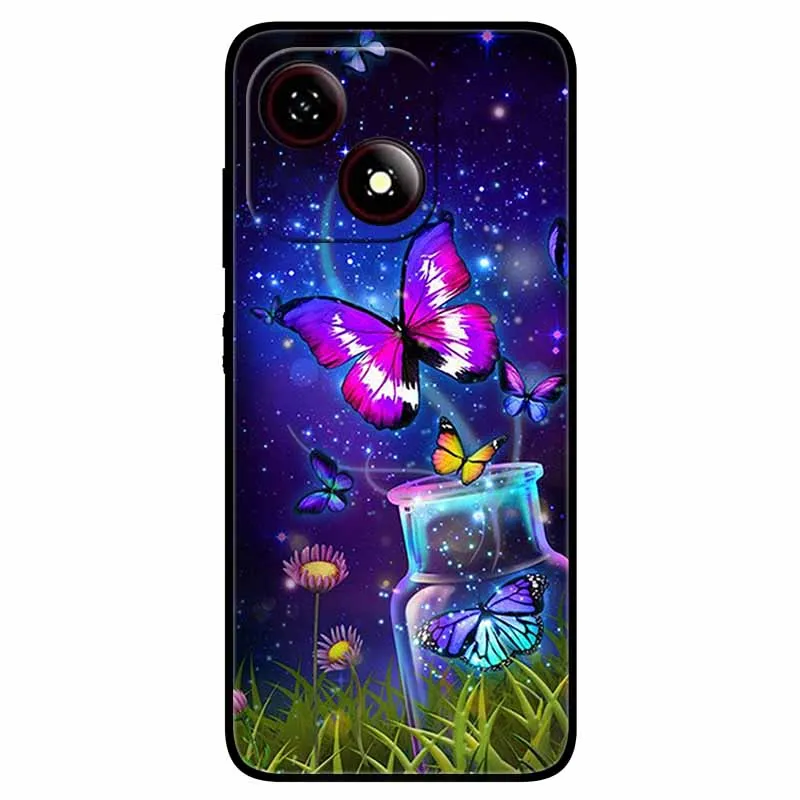 Black TPU Silicone Phone Case with Lovely Soft Painted Design