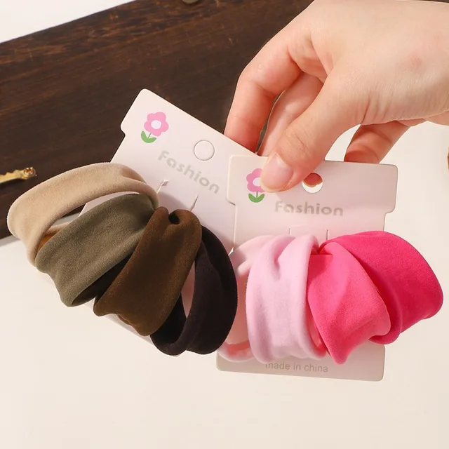 4Pcs/Set Soft Wide Nylon Scrunchies Elastic Hair Bands for Women Girls Fashion Ponytail Holders Rubber Ties Hair Accessories 2