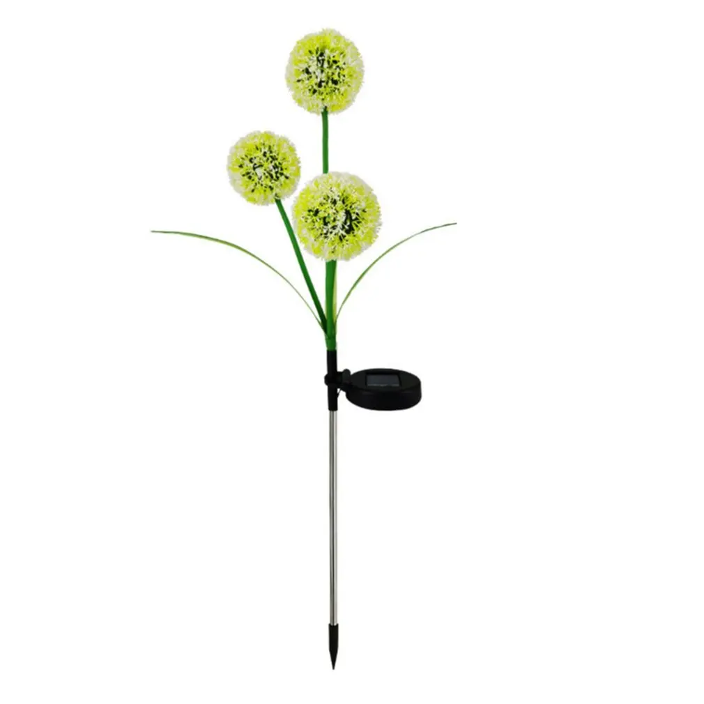

Flower Lawn Night Light Solar Power 3 LED Lantern Dandelion Light Green Onion Ball Garden Simulation Flower Ground Landscape