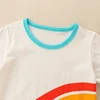 One-piece Summer Boys Short Sleeve Casual Knit Cotton Cartoon Rainbow Pattern Crew Neck T-Shirt 2-7 Y 3