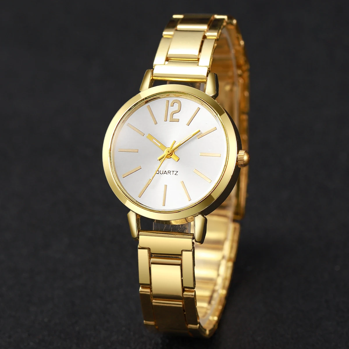 4pcs/Set Fashion Women's Steel Band Watch Minimalist Small Disc Quartz Watch Love Bracelet Set