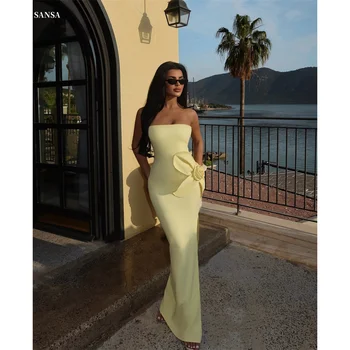 Sansa Customized Strapless Side High Slit Mermaid Prom Dresses Flower Sexy فساتين سهرة Zip Sleeveless vestidos de festa 2025