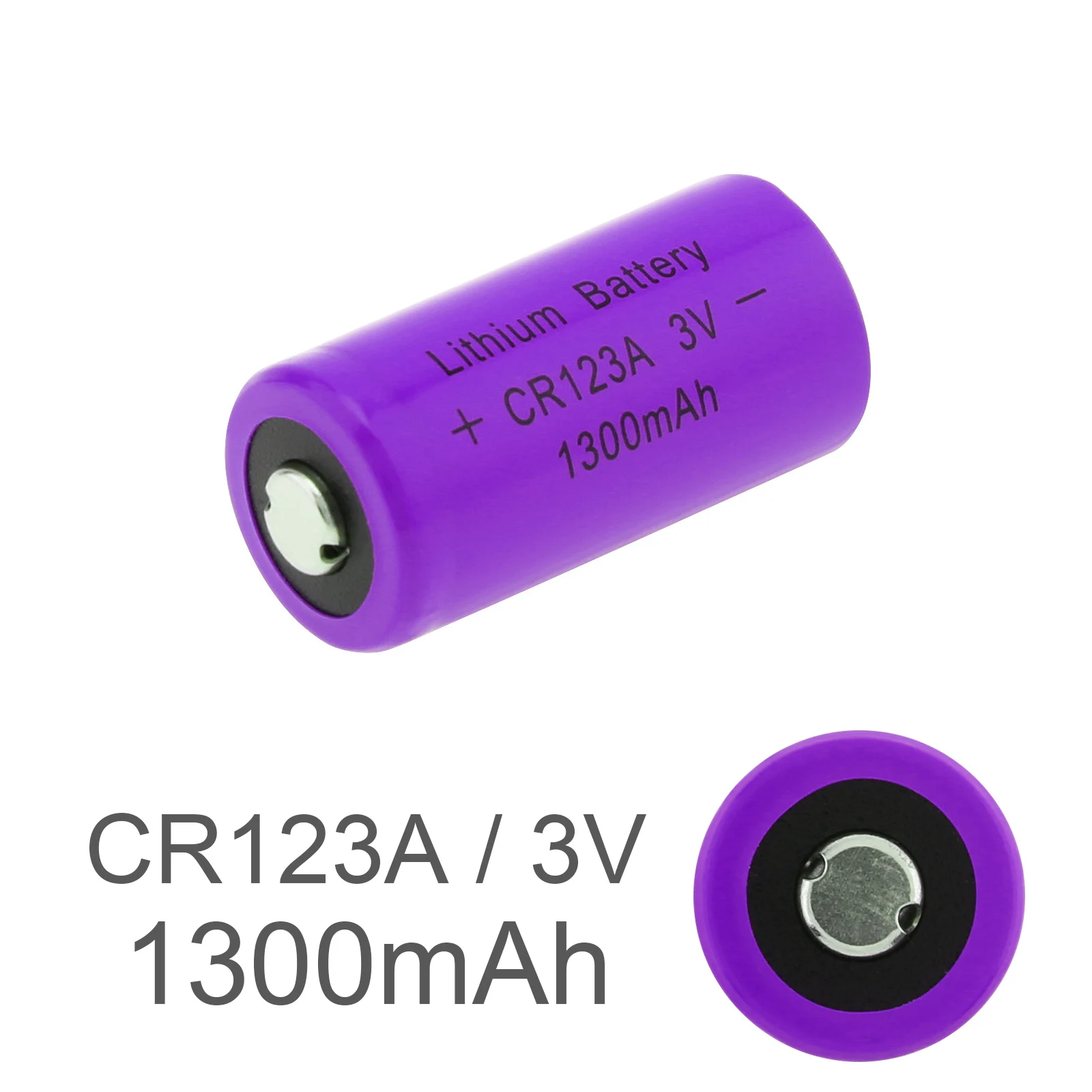 

SecurityIng CR123A F eatures 1300mAh L ithium Battery 3V Purple Primary Battery