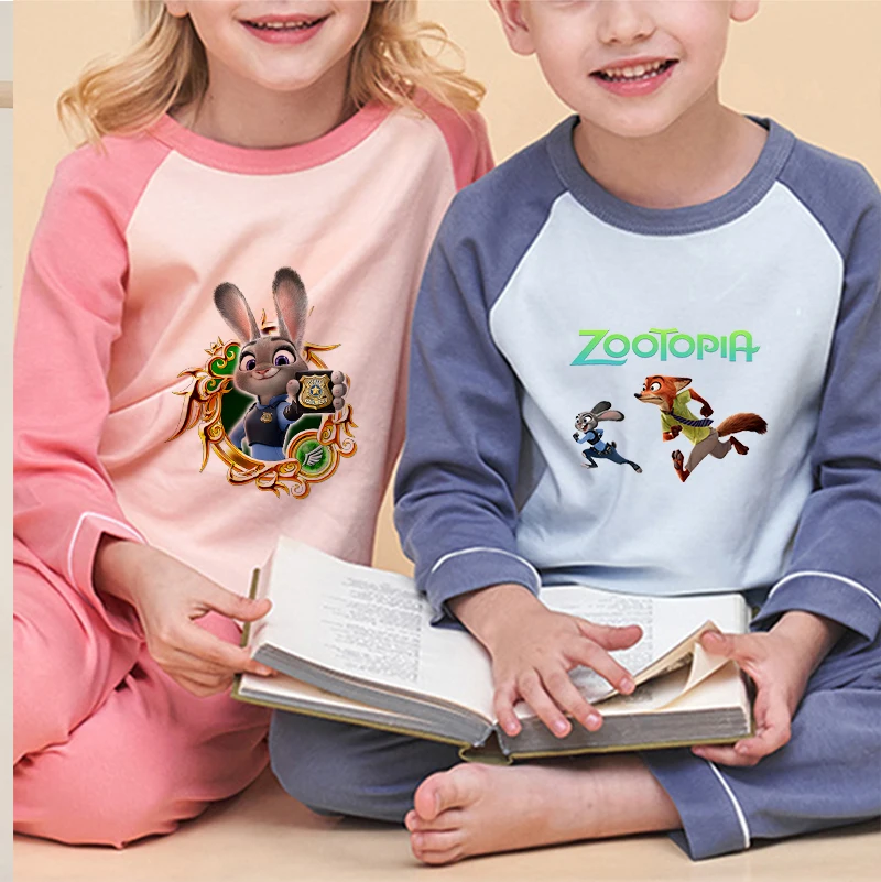 

Disney Zootopia Judy Nick 100% Cotton Kids Pajamas Sets Baby Girls Boys Clothes Pijamas Childen Cartoon Long Sleeve Tshirt+Pants