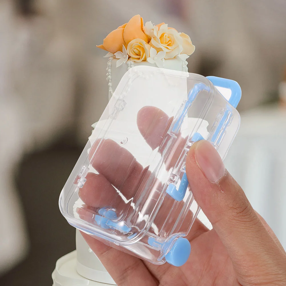 

Trolley Case Wedding Candies Box Clear Gift Boxes Mini Suitcase Decorations for Gifts Wedding Bridegroom Bride Favors