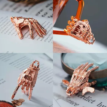 Mano Robotica da 5 cm in Oro Rosa, da Collezione, Meccanica Bionica con Catena, Articolazioni Mobili delle Dita, Ciondolo Decorativo da Esposizione