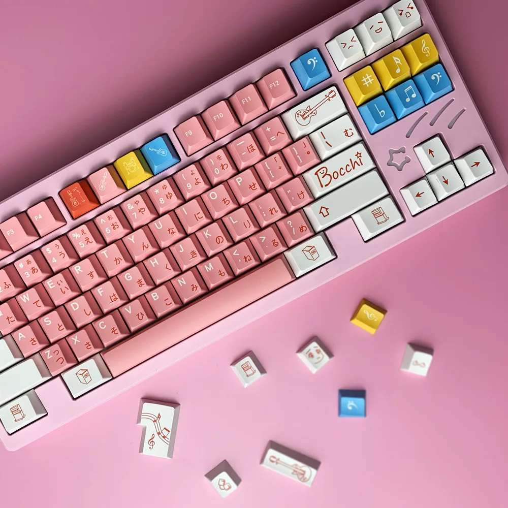 Bochi Sauce Keycap para Teclado Mecânico Tema Anime Perfil de Cereja Rosa Sublimação Pbt 140 Teclas Japonês - Imagem 3