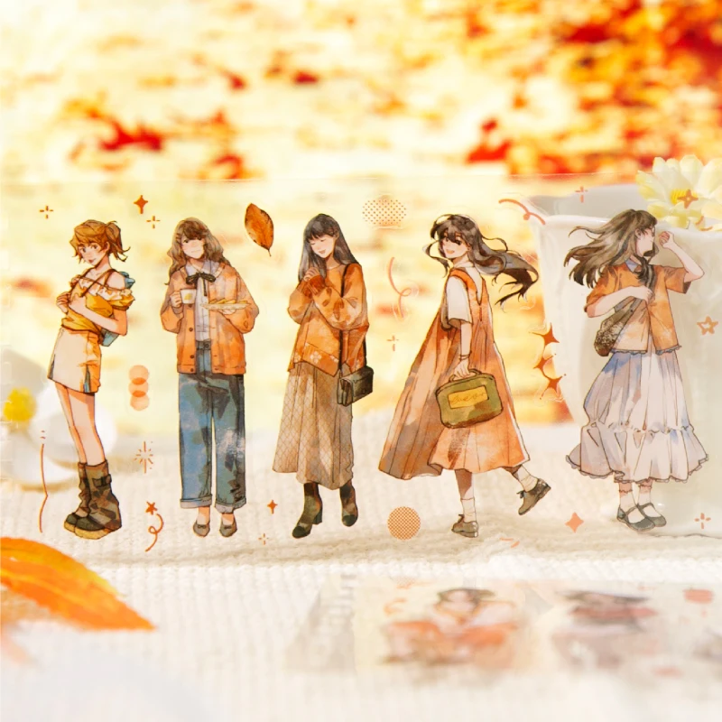 Mr.Paper 36매/북 라이프 버라이어션 시리즈 스티커, 저널 스크랩북킹용 스파이럴 PET 다이컷 소녀 캐릭터 스티커