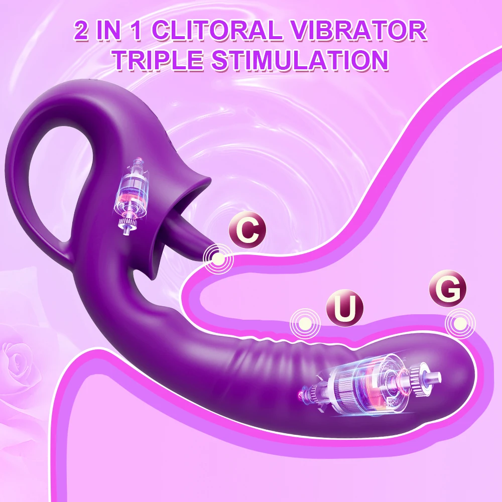 Vibratore per punto G con leccatura del clitoride per donne, stimolatore del clitoride, dildo realistico con 10 modalità di leccatura e vibrazione A_voghion.com