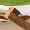 Outdoor Patio Lounge Daybed Hammock with Adjustable Shade Canopy, Teak Hammocks 6