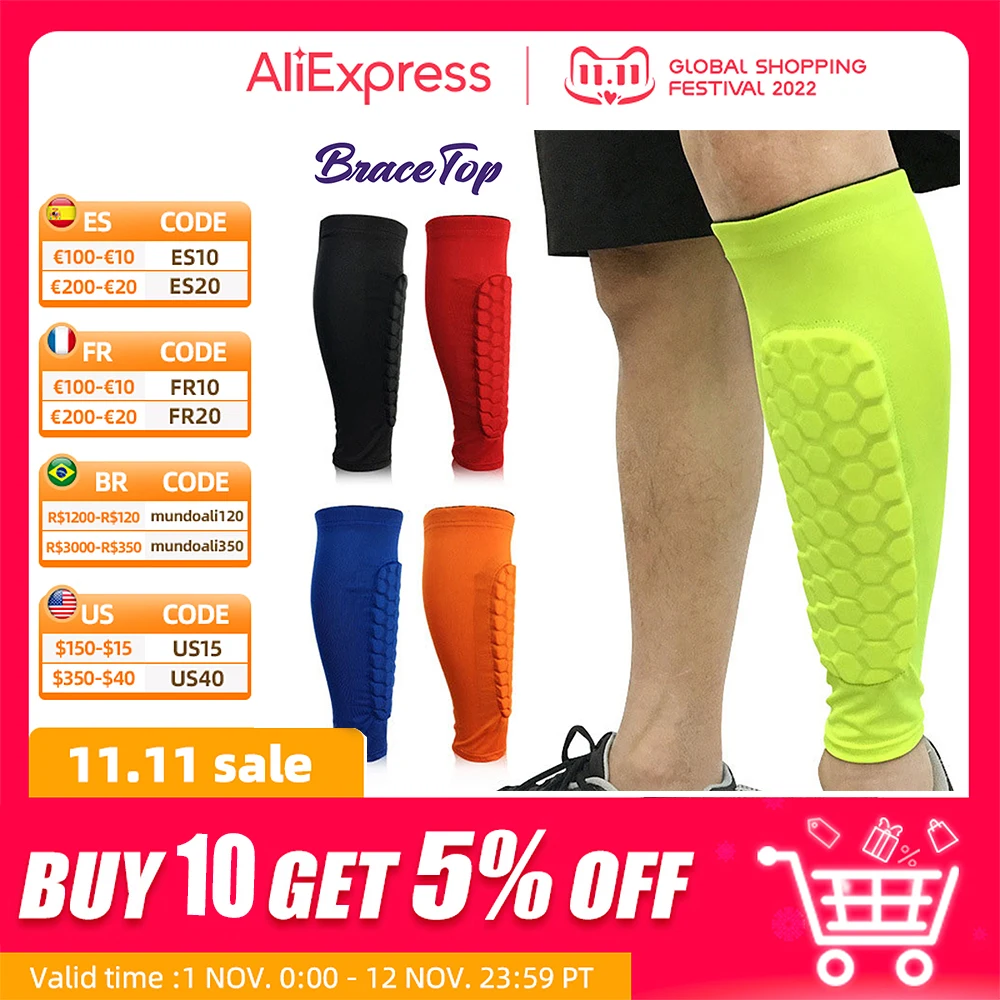 BraceTop 1 PC Football Shin Guards Protector Soccer Anti