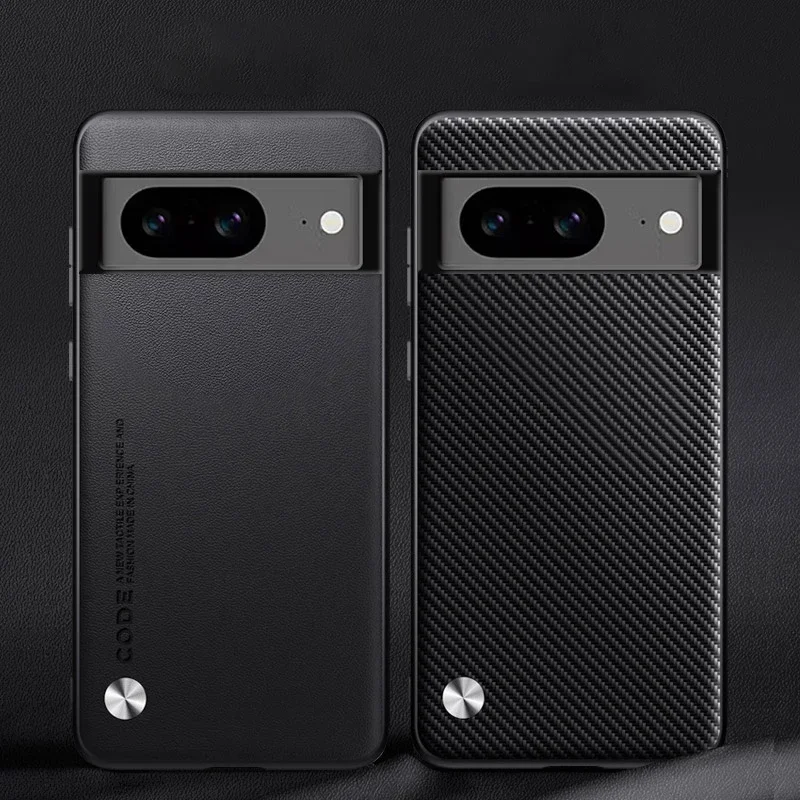 Leather Carbon Fiber Silicone Protective Phone Cover