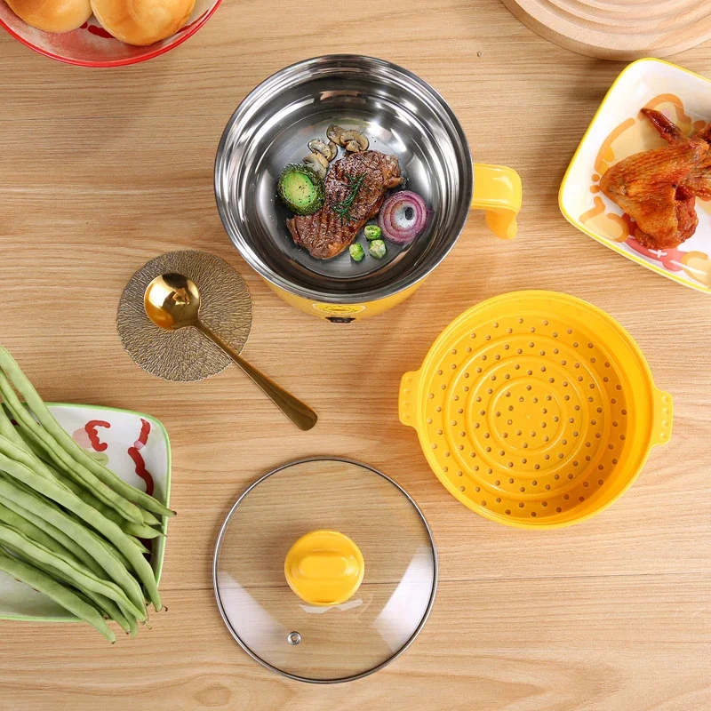 1.8L 220V mini multifunctional student dormitory electric hot pot electric cooking noodles home small pot Stainless steel liner 4