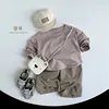2025 Spring New Children Long Sleeve T Shirts Solid Color Boys Simple Casual Tees Baby Girls Bottoming Shirts Kids Clothes 3