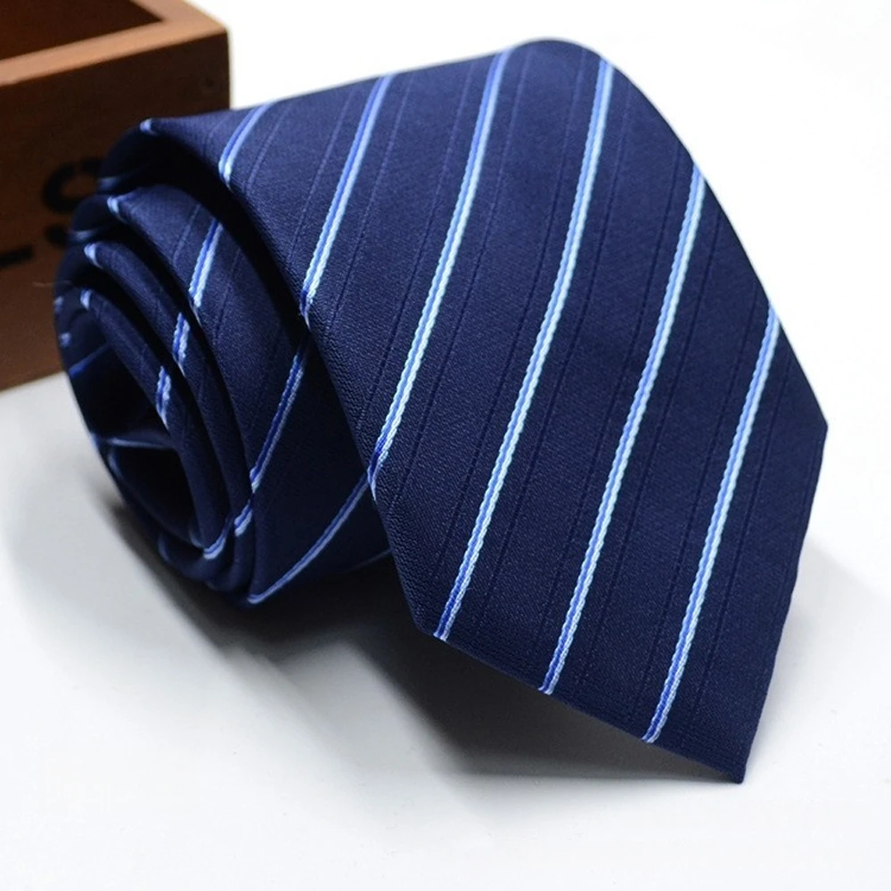Classic Stripe Necktie - Business Formal Tie for Men 8cm Blue Black Pink Red
