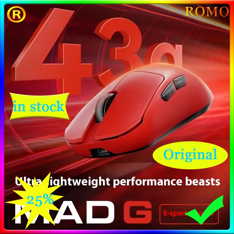 Original MADLIONS MAD G Max Wireless Mouse 8KHz Nordic 52840 PAW3395 Lightweight Laptop Esports Gamer PC Gaming Mouse