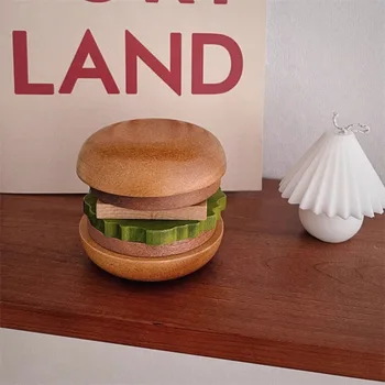 Sottobicchieri per hamburger in legno massello creativi e divertenti, piatti da frutta artigianali in legno, tappetini da tè, accessori per il desktop per la casa 1