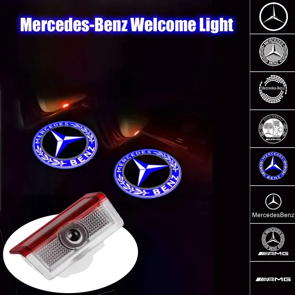 Car Door Sign Welcome Light LED Projection Light For Mercedes Benz AMG GLC GLA GLE GLS GL W204 W176 W205 W213 W166 W212 C180 2X car door welcome lights