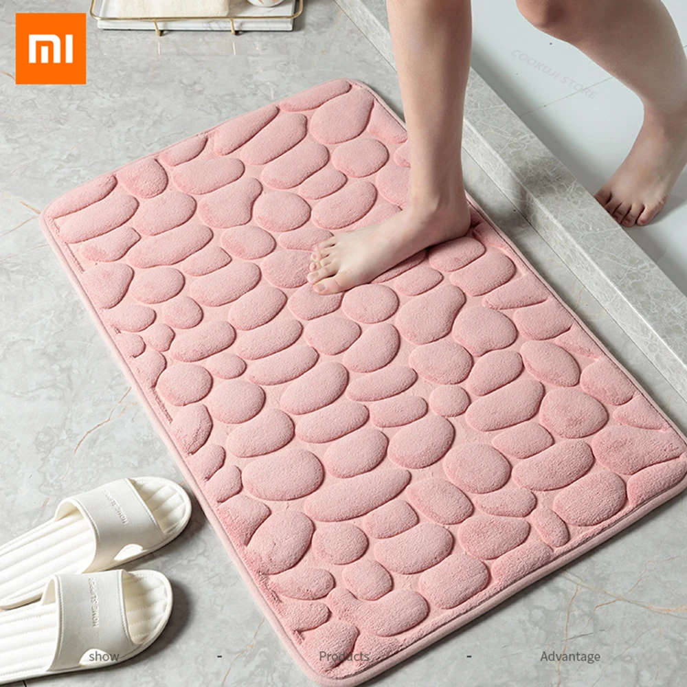 Xiaomi Non-Slip Bath Mat Cobblestone Embossed Bathroom Carpet Shower Room  Doormat Memory Foam Absorbent Floor Mat Rugs for Home - AliExpress