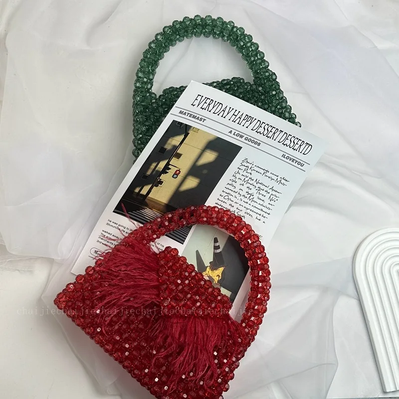 Women Pearl Handmade Bag Beaded Totes Evening Bags Clutch Wallet Magic Handbags Ladies Wedding Bridal Handbag Party Purse