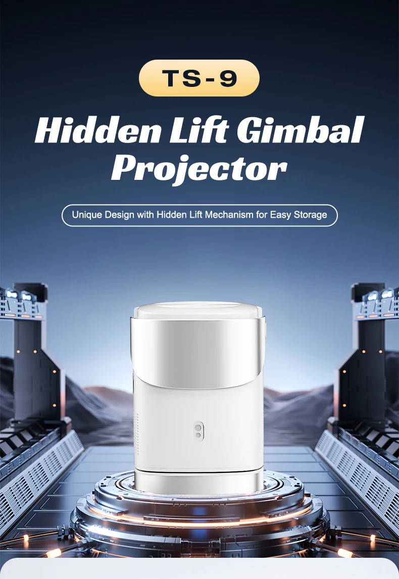 Smart Mini Gimbal Projector 4K Portable with Wifi 6 Bluetooth 5.0 Android 13 Aut