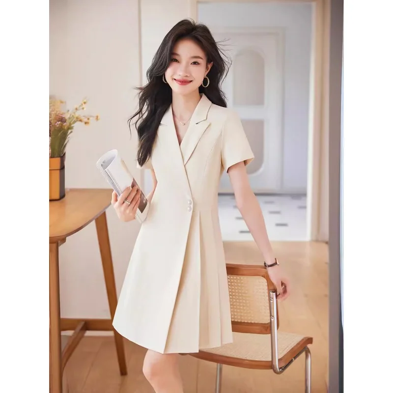 

Высококачественное деловое платье, Женский Летний комбинезон, новинка, темпераментный комбинезон средней длины в стиле богини с коротким рукавом