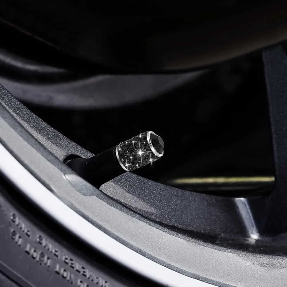 Luxurious Bling Rhinestone Tire Valve Caps - Set of 4