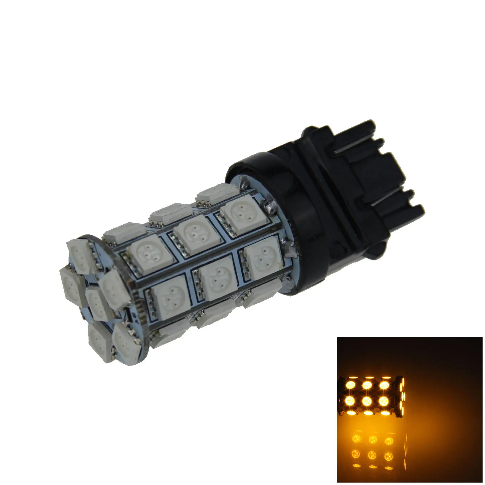 

1X желтая Тормозная лампа RV 3157, лампа для кемпера 27 излучателей 5050 SMD светодиодный 4157 W2.5q F004-Y