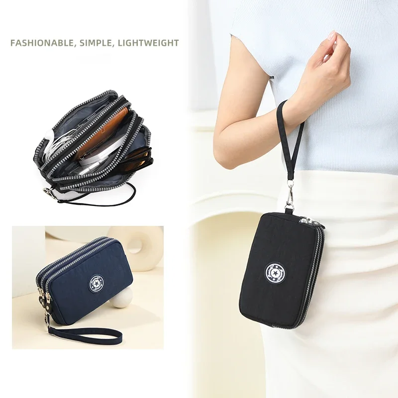 Three-layer Zipper Mobile Phone Bag Women's Portable Waterproof Multi-layer Pocket Bag