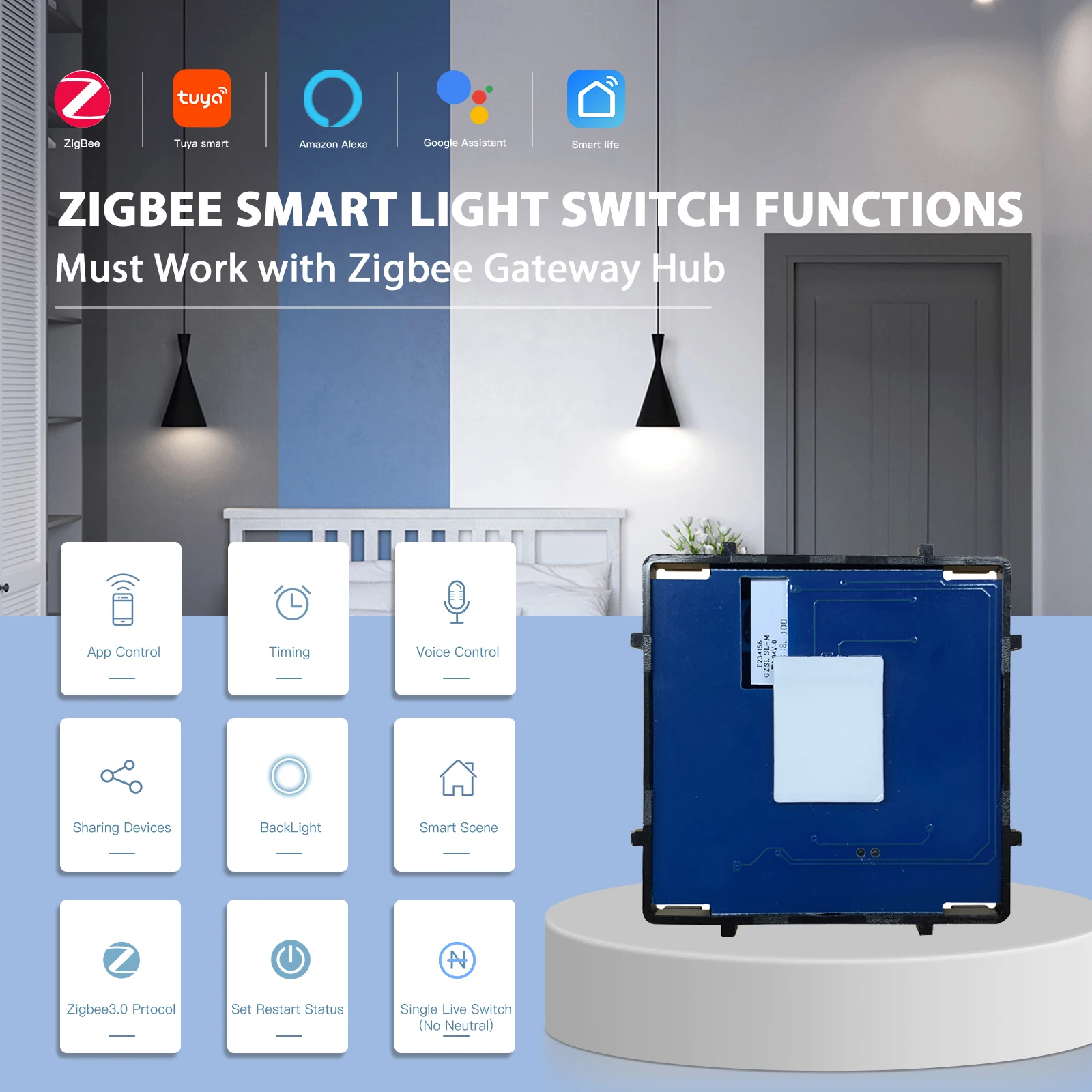 bseed zigbee toque switch pecas padrao da ue 01