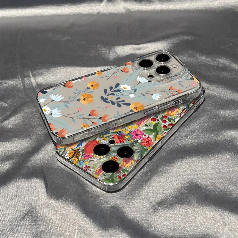 Clear Soft Transparent Floral Phone Case Cover