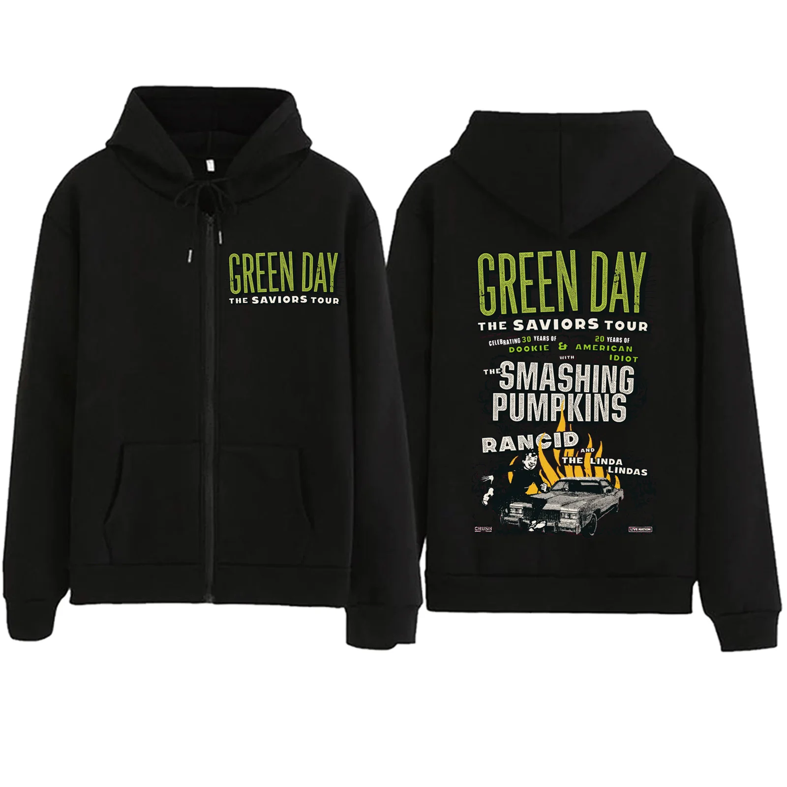 

Green Day Saviors Zipper Hoodie Harajuku Hip Hop Pullover Tops Sweatshirt Streetwear Fans Gift Unisex