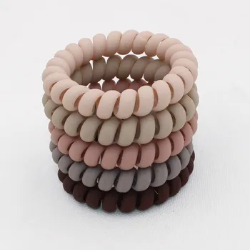 5Pcs/set New Fashion Matt Solid Telephone Wire Elastic Hair Band Frosted Spiral Cord Rubber Band Hair Tie Stretch Head Band Gum