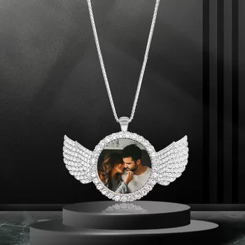 Personalised custom image wing necklace, commemorative gift, suitable for boyfriend's gift, girlfriend's gift, Father's Day gift 1