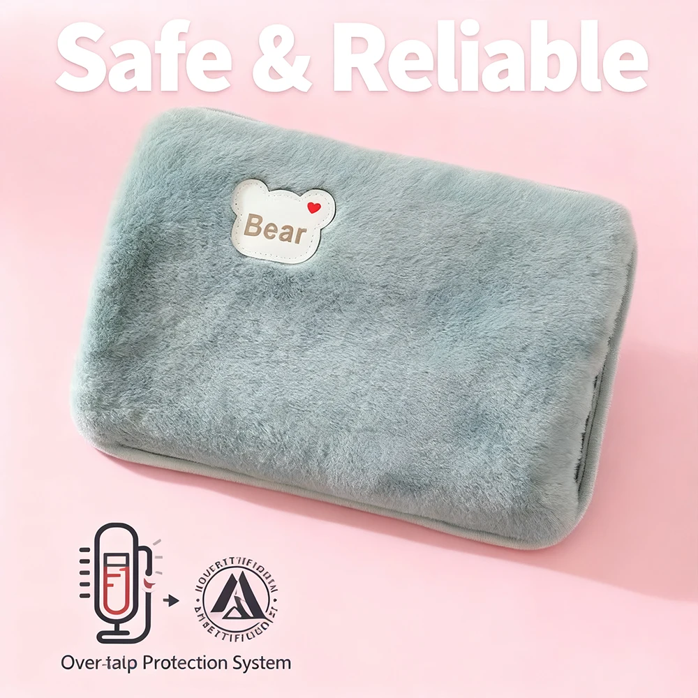 Rechargeable Water Bottle for Reducing Muscle Back and Menstrual Pain with Soft Plush Waist Cover,Detachable Body Warmer
