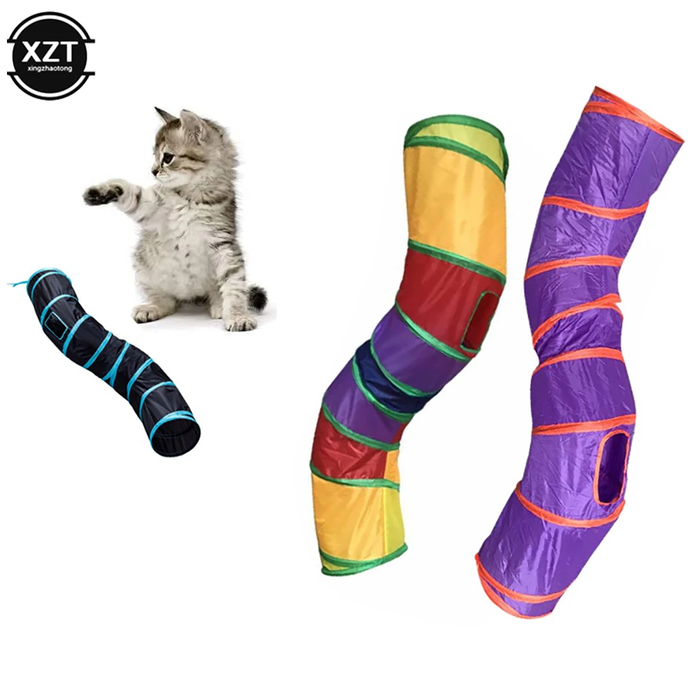 Cat Tunnel S-Shape Cat Tunnel Pieghevole Canvas Game Toys Kitten And Puppy Indoor Puzzle Esercizio Nascosto Training
