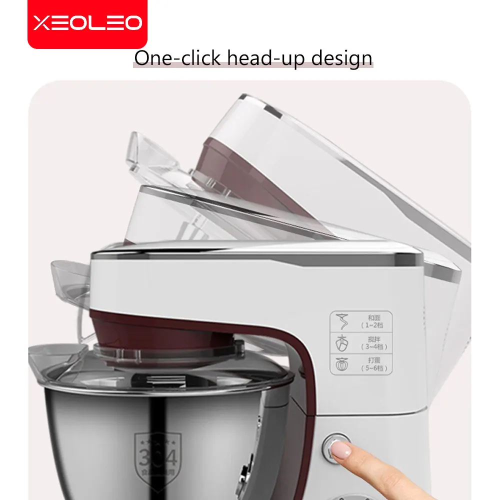 XEOLEO Commercial 4.2L Planetary Food Mixer Electric Dough Cake Mixer Stand Flour White Household Chef Machine