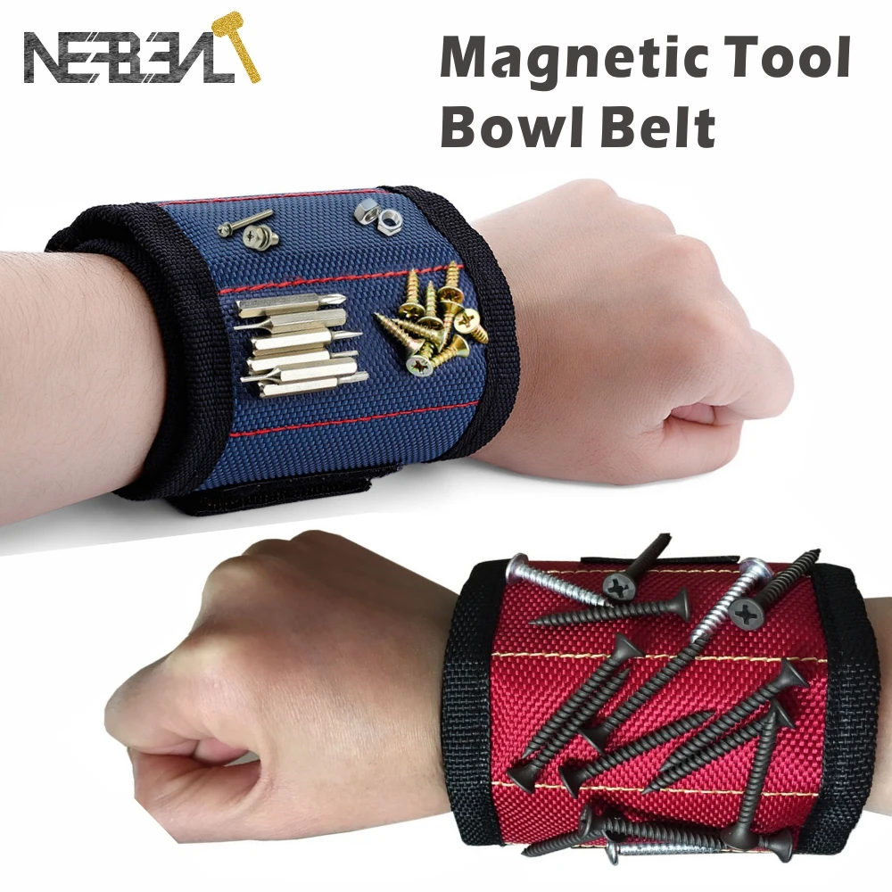 Magnetic Wristband Tool Bag Electrician Belt Screws Nail Drill Bit Holder Repair 