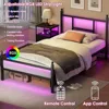 Double Bed Rack with Charging Station, Metal Bed Rack with Ports and Sockets, Double Bed Rack with Storage Space 2