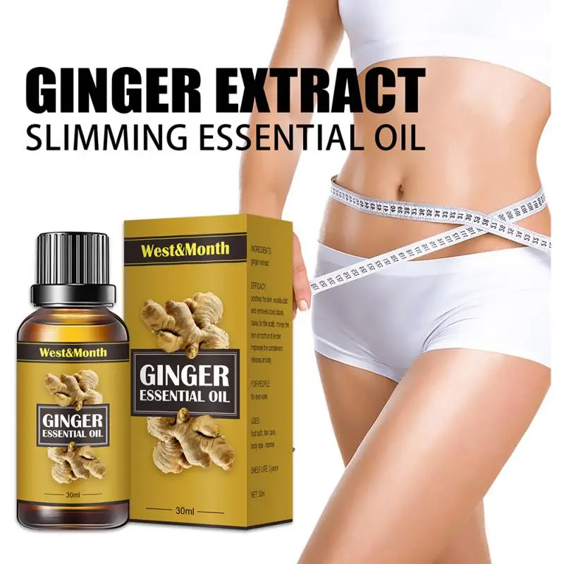 West&ampMonth 30ml Ginger Slimming Essential Oils Thin Leg Waist Fat Burner Burning Anti Cellulite Weight Loss Massage Oil |
