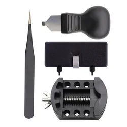 Multifunctional Watch Repair Tool Set - Adjustable Case Back Opener & Holder (Black)