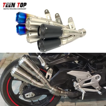 Universal Motorcycle Exhaust Muffler 51mm Escape Moto Steel Bike Elbow For CF Moto 450SR Dual Slip-on Exhaust