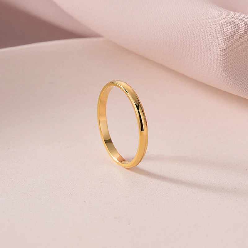 Wedding Rings Wedding Rings for Women Titanium Steel Black Gold-color Korean Kid Jewelry Men Simple Fashion Classic Tail Single Ring Gift 2mm