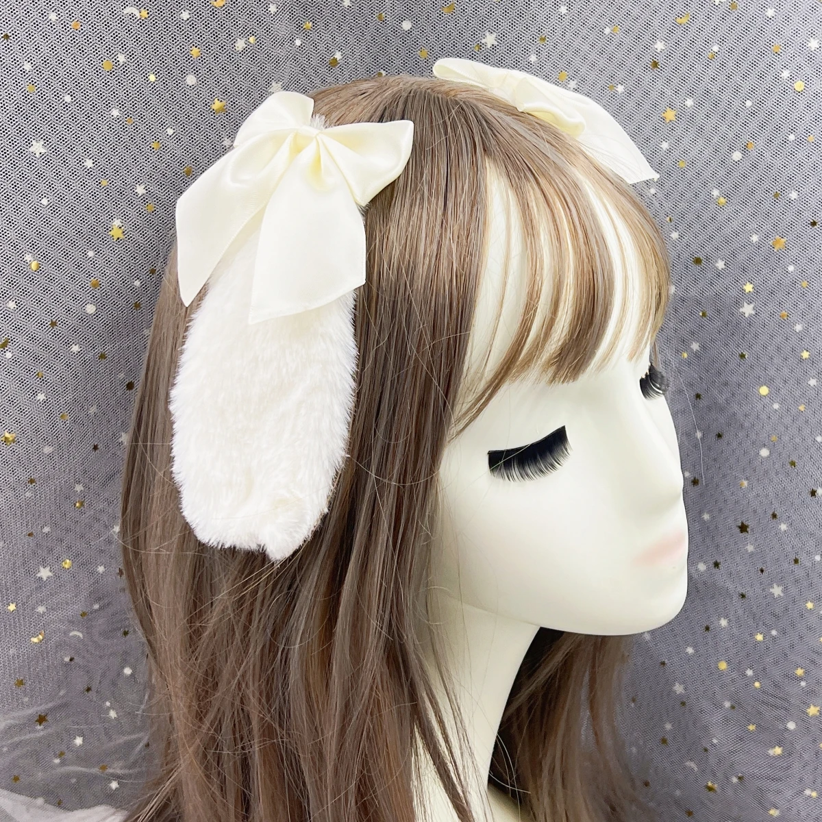 Kaninchen Hase Plüsch Lop Ohren Kawaii Frauen Mädchen Haars pange niedlichen Haarnadel Band Bowknot Lolita Cosplay Haarschmuck – Detail 3