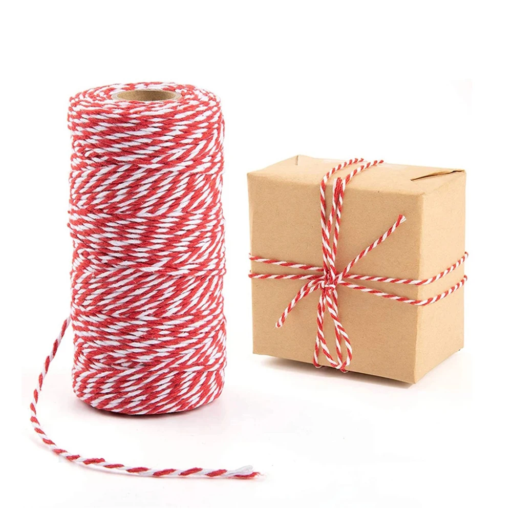 For Home Decor Handmade Christmas DIY Gift Wrap 328ft 2mm Natural Cotton Rope Colorful Twisted String Cotton Cords Rope