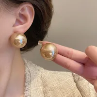 New Large Round Pearl Earrings French High-End Feeling Light Luxury Earrings Fashion Single Item Women's Wedding Jewelry Gifts - Image 5