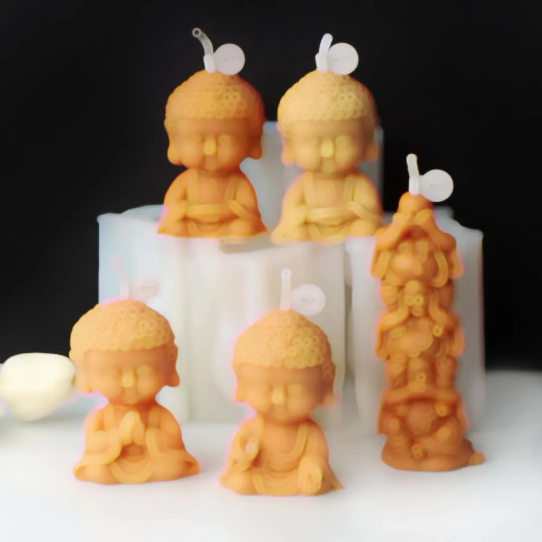 JS MOLD Kaarsen siliconen vorm 3D Boeddha kaarsgietvorm zeepvorm DIY 3D Boeddha figuren kaarsen gieten vorm voor gips, zeep en sojawas kaarsen (02