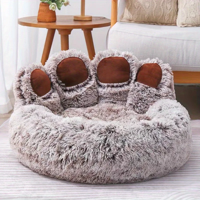 강아지 침대 고양이 애완 동물 소파, 귀여운 곰 발 모양, 편안하고 아늑한 애완 동물 수면 침대, 소형 중형 대형 소프트 푹신한 쿠션 개 침대